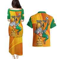 Custom Ivory Coast Football Couples Matching Puletasi and Hawaiian Shirt 2024 Mascot With Champions Trophy - Wonder Print Shop