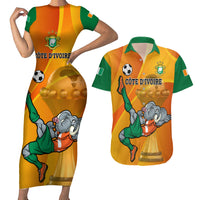 Custom Ivory Coast Football Couples Matching Short Sleeve Bodycon Dress and Hawaiian Shirt 2024 Mascot With Champions Trophy - Wonder Print Shop