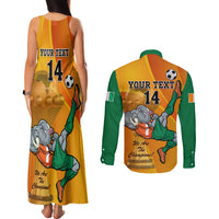 Custom Ivory Coast Football Couples Matching Tank Maxi Dress and Long Sleeve Button Shirt 2024 Mascot With Champions Trophy - Wonder Print Shop