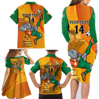 Custom Ivory Coast Football Family Matching Long Sleeve Bodycon Dress and Hawaiian Shirt 2024 Mascot With Champions Trophy - Wonder Print Shop
