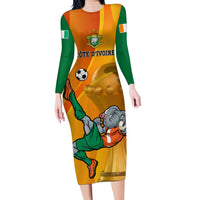 Custom Ivory Coast Football Family Matching Long Sleeve Bodycon Dress and Hawaiian Shirt 2024 Mascot With Champions Trophy - Wonder Print Shop