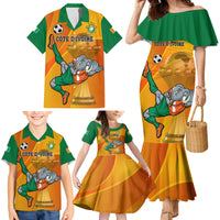 Custom Ivory Coast Football Family Matching Mermaid Dress and Hawaiian Shirt 2024 Mascot With Champions Trophy - Wonder Print Shop