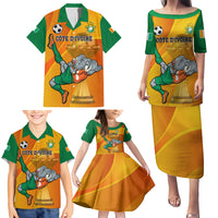 Custom Ivory Coast Football Family Matching Puletasi and Hawaiian Shirt 2024 Mascot With Champions Trophy - Wonder Print Shop