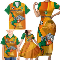 Custom Ivory Coast Football Family Matching Short Sleeve Bodycon Dress and Hawaiian Shirt 2024 Mascot With Champions Trophy - Wonder Print Shop