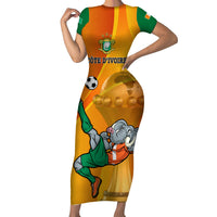 Custom Ivory Coast Football Family Matching Short Sleeve Bodycon Dress and Hawaiian Shirt 2024 Mascot With Champions Trophy - Wonder Print Shop