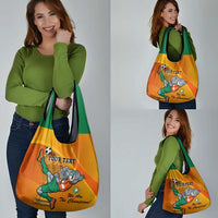 Custom Ivory Coast Football Grocery Bag Mascot With Champions Trophy