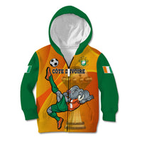 Custom Ivory Coast Football Kid Hoodie 2024 Mascot With Champions Trophy - Wonder Print Shop