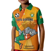 Custom Ivory Coast Football Kid Polo Shirt 2024 Mascot With Champions Trophy - Wonder Print Shop