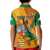 Custom Ivory Coast Football Kid Polo Shirt 2024 Mascot With Champions Trophy - Wonder Print Shop