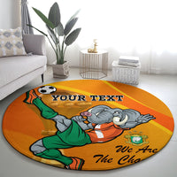 Custom Ivory Coast Football Round Carpet 2024 Mascot With Champions Trophy