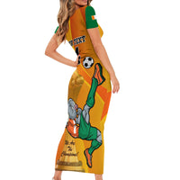 Custom Ivory Coast Football Short Sleeve Bodycon Dress 2024 Mascot With Champions Trophy - Wonder Print Shop