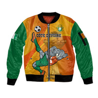 Custom Ivory Coast Football Sleeve Zip Bomber Jacket 2024 Mascot With Champions Trophy - Wonder Print Shop
