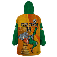 Custom Ivory Coast Football Wearable Blanket Hoodie 2024 Mascot With Champions Trophy - Wonder Print Shop