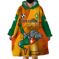 Custom Ivory Coast Football Wearable Blanket Hoodie 2024 Mascot With Champions Trophy - Wonder Print Shop