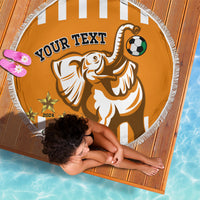 Custom Ivory Coast Football Beach Blanket Les Elephants 3rd Champions Proud - Wonder Print Shop
