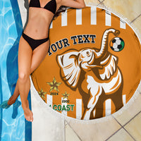Custom Ivory Coast Football Beach Blanket Les Elephants 3rd Champions Proud - Wonder Print Shop