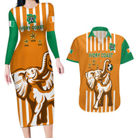 Custom Ivory Coast Football Couples Matching Long Sleeve Bodycon Dress and Hawaiian Shirt Les Elephants 3rd Champions Proud - Wonder Print Shop
