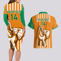 Custom Ivory Coast Football Couples Matching Long Sleeve Bodycon Dress and Hawaiian Shirt Les Elephants 3rd Champions Proud - Wonder Print Shop