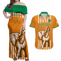 Custom Ivory Coast Football Couples Matching Off Shoulder Maxi Dress and Hawaiian Shirt Les Elephants 3rd Champions Proud - Wonder Print Shop