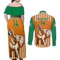 Custom Ivory Coast Football Couples Matching Off Shoulder Maxi Dress and Long Sleeve Button Shirt Les Elephants 3rd Champions Proud - Wonder Print Shop