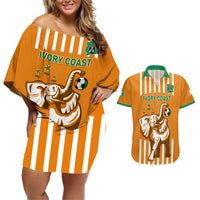 Custom Ivory Coast Football Couples Matching Off Shoulder Short Dress and Hawaiian Shirt Les Elephants 3rd Champions Proud - Wonder Print Shop