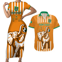 Custom Ivory Coast Football Couples Matching Short Sleeve Bodycon Dress and Hawaiian Shirt Les Elephants 3rd Champions Proud - Wonder Print Shop
