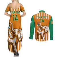 Custom Ivory Coast Football Couples Matching Summer Maxi Dress and Long Sleeve Button Shirt Les Elephants 3rd Champions Proud - Wonder Print Shop