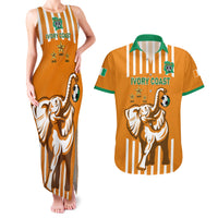 Custom Ivory Coast Football Couples Matching Tank Maxi Dress and Hawaiian Shirt Les Elephants 3rd Champions Proud - Wonder Print Shop