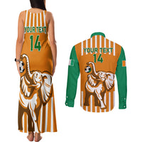 Custom Ivory Coast Football Couples Matching Tank Maxi Dress and Long Sleeve Button Shirt Les Elephants 3rd Champions Proud - Wonder Print Shop