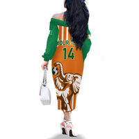 Custom Ivory Coast Football Family Matching Off Shoulder Long Sleeve Dress and Hawaiian Shirt Les Elephants 3rd Champions Proud - Wonder Print Shop
