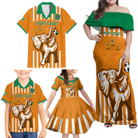 Custom Ivory Coast Football Family Matching Off Shoulder Maxi Dress and Hawaiian Shirt Les Elephants 3rd Champions Proud - Wonder Print Shop
