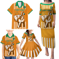 Custom Ivory Coast Football Family Matching Puletasi and Hawaiian Shirt Les Elephants 3rd Champions Proud - Wonder Print Shop