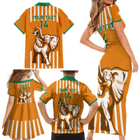 Custom Ivory Coast Football Family Matching Short Sleeve Bodycon Dress and Hawaiian Shirt Les Elephants 3rd Champions Proud - Wonder Print Shop