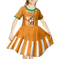Custom Ivory Coast Football Kid Short Sleeve Dress Les Elephants 3rd Champions Proud - Wonder Print Shop