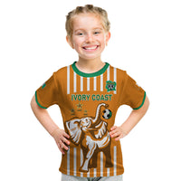 Custom Ivory Coast Football Kid T Shirt Les Elephants 3rd Champions Proud - Wonder Print Shop