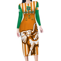 Custom Ivory Coast Football Long Sleeve Bodycon Dress Les Elephants 3rd Champions Proud - Wonder Print Shop