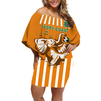 Custom Ivory Coast Football Off Shoulder Short Dress Les Elephants 3rd Champions Proud - Wonder Print Shop