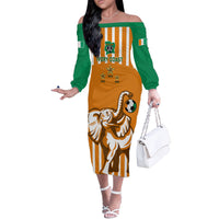 Custom Ivory Coast Football Off The Shoulder Long Sleeve Dress Les Elephants 3rd Champions Proud - Wonder Print Shop