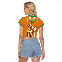 Custom Ivory Coast Football Raglan Cropped T Shirt Les Elephants 3rd Champions Proud - Wonder Print Shop