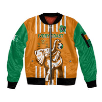 Custom Ivory Coast Football Sleeve Zip Bomber Jacket Les Elephants 3rd Champions Proud - Wonder Print Shop
