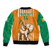 Custom Ivory Coast Football Sleeve Zip Bomber Jacket Les Elephants 3rd Champions Proud - Wonder Print Shop