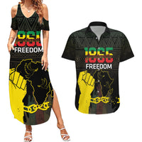 Juneteenth Freedom Day Couples Matching Summer Maxi Dress and Hawaiian Shirt 1865 Black Independence African Pattern - Wonder Print Shop