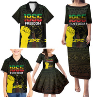 Juneteenth Freedom Day Family Matching Puletasi and Hawaiian Shirt 1865 Black Independence African Pattern - Wonder Print Shop