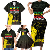 Juneteenth Freedom Day Family Matching Short Sleeve Bodycon Dress and Hawaiian Shirt 1865 Black Independence African Pattern - Wonder Print Shop