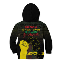 Juneteenth Freedom Day Kid Hoodie 1865 Black Independence African Pattern - Wonder Print Shop