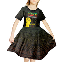 Juneteenth Freedom Day Kid Short Sleeve Dress 1865 Black Independence African Pattern - Wonder Print Shop