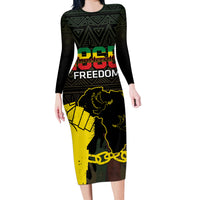 Juneteenth Freedom Day Long Sleeve Bodycon Dress 1865 Black Independence African Pattern - Wonder Print Shop