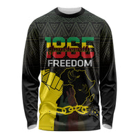 Juneteenth Freedom Day Long Sleeve Shirt 1865 Black Independence African Pattern - Wonder Print Shop