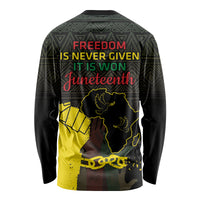 Juneteenth Freedom Day Long Sleeve Shirt 1865 Black Independence African Pattern - Wonder Print Shop