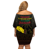 Juneteenth Freedom Day Off Shoulder Short Dress 1865 Black Independence African Pattern - Wonder Print Shop